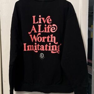 Black Sweatshirt with Pink Graphic Text